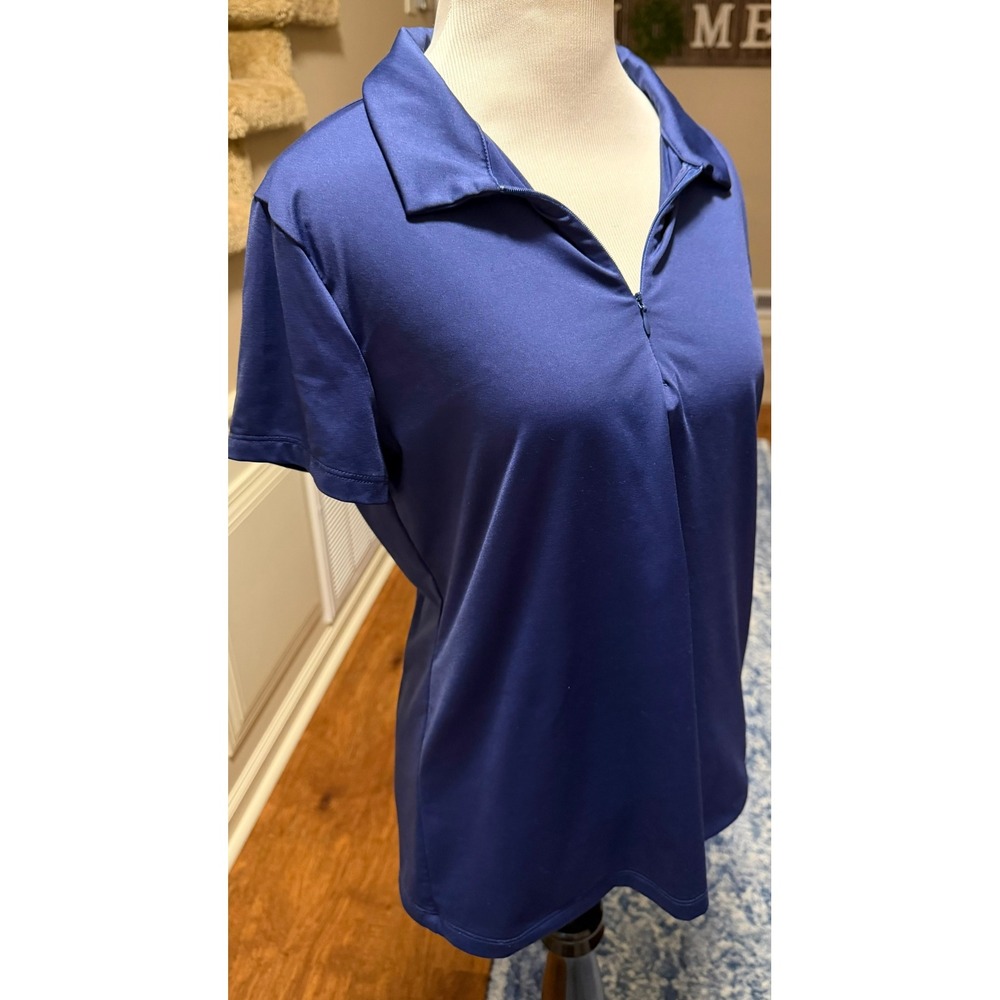 Tommy Bahama Golf Womens Blue Quarter Zip Short Sleeve Polo Shirt Size Large - Picture 2 of 7